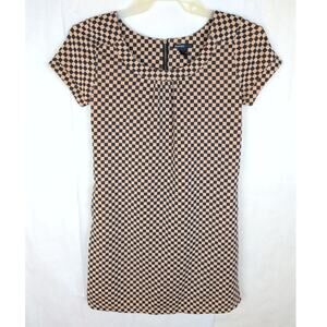 Mango tan and black checkered sheath dress Size Med Retro Classic Indie Mod